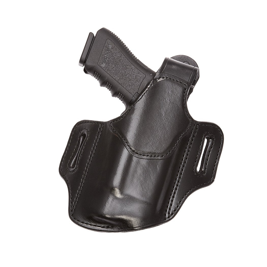Aker Leather Nightguard XL holster crafted from premium cowhide, designed for comfort and concealment, showing handgun fit.